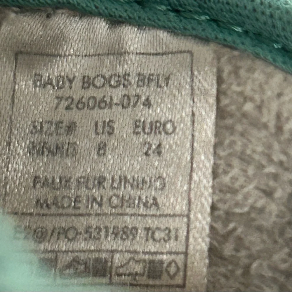 Bogs baby butterfly grey green water boots insulated